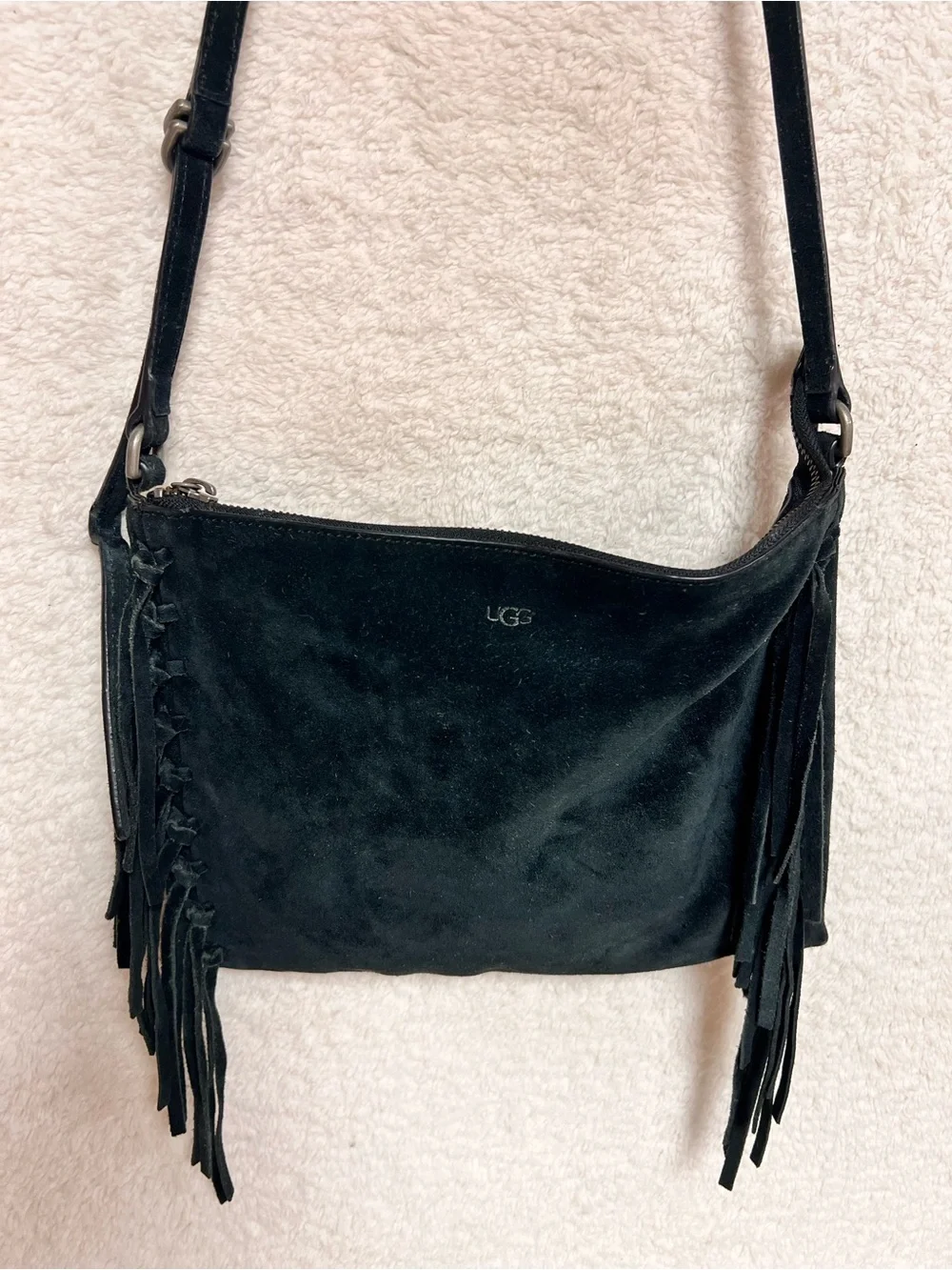 UGG Black Suede Fringe Shoulder Bag
